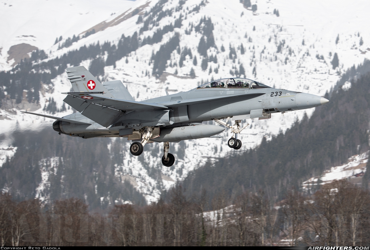Switzerland - Air Force McDonnell Douglas F/A-18D Hornet J-5233 at Meiringen (LSMM), Switzerland