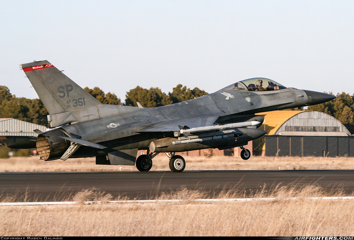 USA - Air Force General Dynamics F-16C Fighting Falcon 91-0351 at Albacete (- Los Llanos) (LEAB), Spain