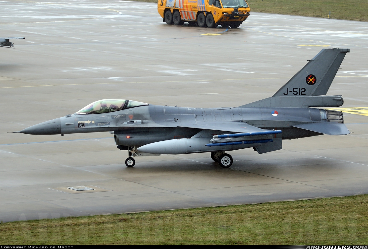 Netherlands - Air Force General Dynamics F-16AM Fighting Falcon J-512 at Eindhoven (- Welschap) (EIN / EHEH), Netherlands