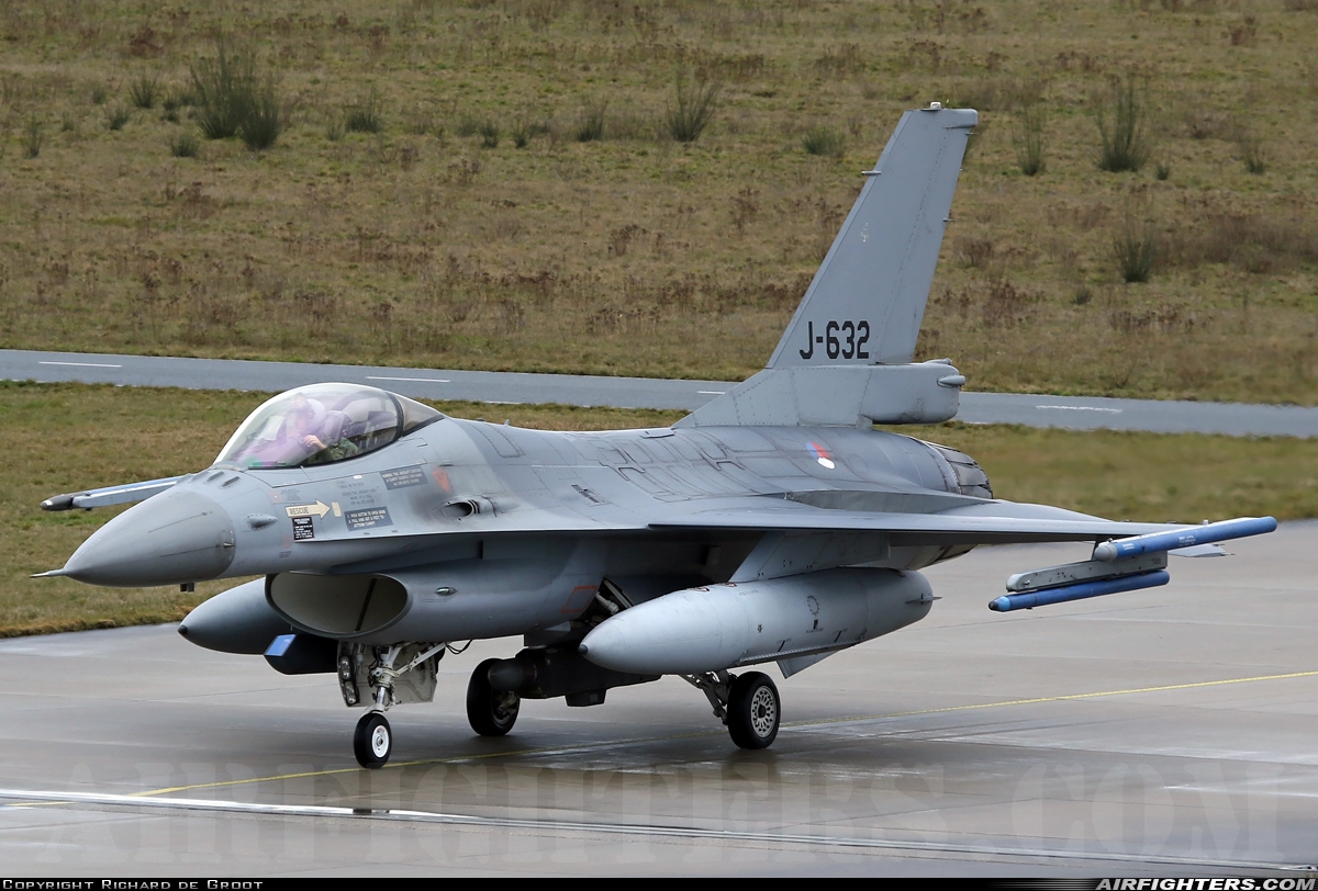Netherlands - Air Force General Dynamics F-16AM Fighting Falcon J-632 at Eindhoven (- Welschap) (EIN / EHEH), Netherlands
