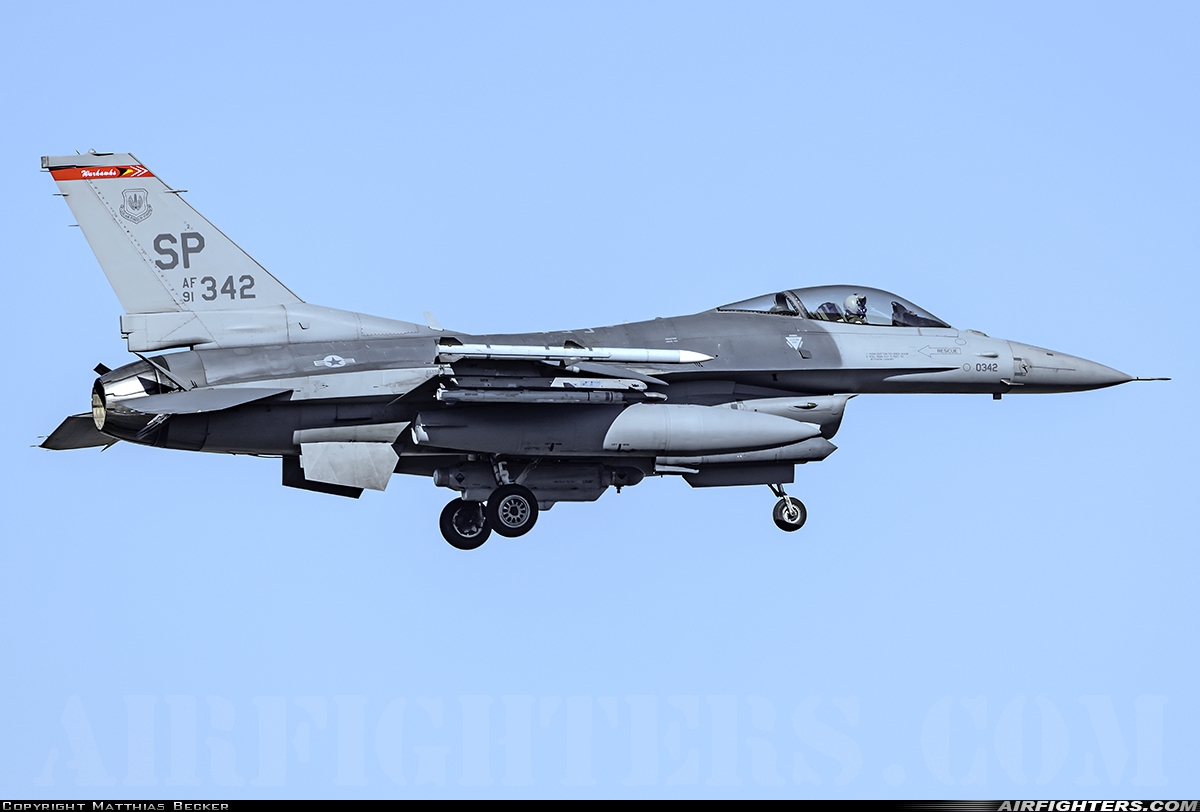 USA - Air Force General Dynamics F-16C Fighting Falcon 91-0342 at Saarbrucken (- Ensheim) (SCN / EDDR), Germany