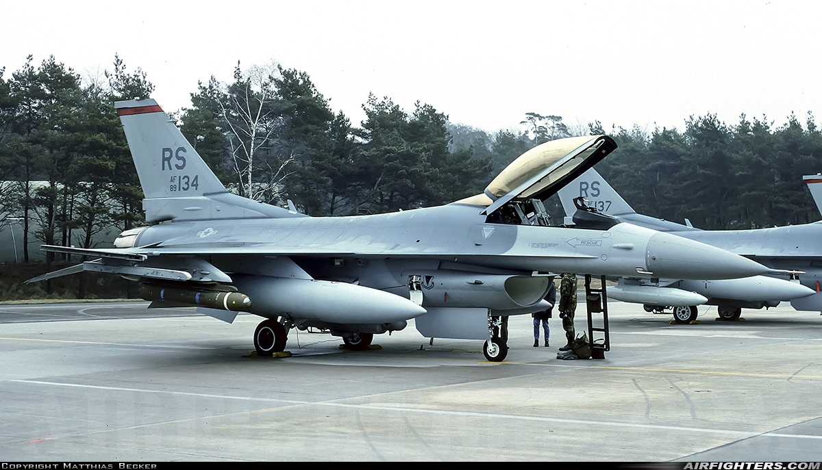 USA - Air Force General Dynamics F-16C Fighting Falcon 89-2134 at Ramstein (- Landstuhl) (RMS / ETAR), Germany