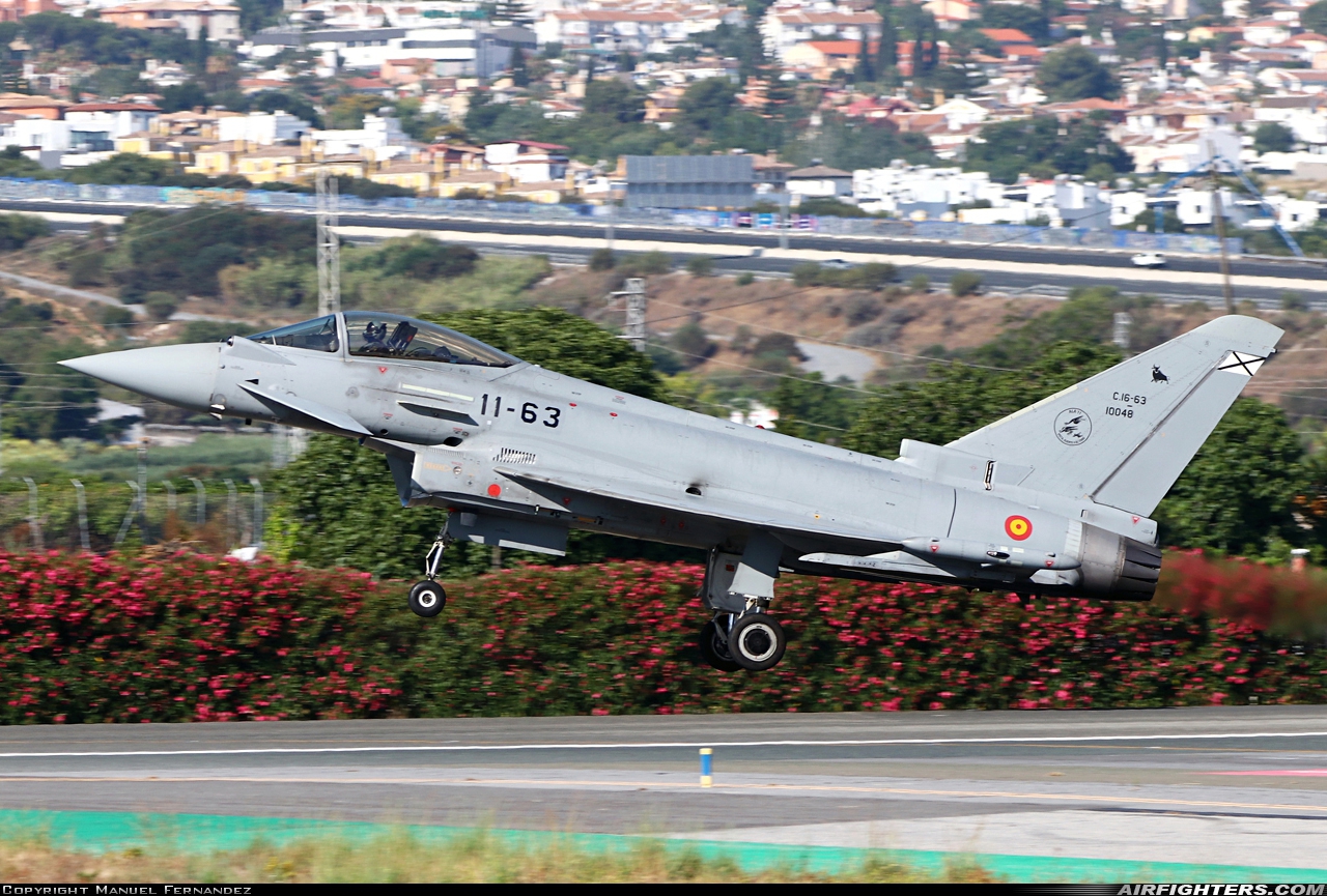 Spain - Air Force Eurofighter C-16 Typhoon (EF-2000S) C.16-63-10048 at Malaga (AGP / LEMG), Spain