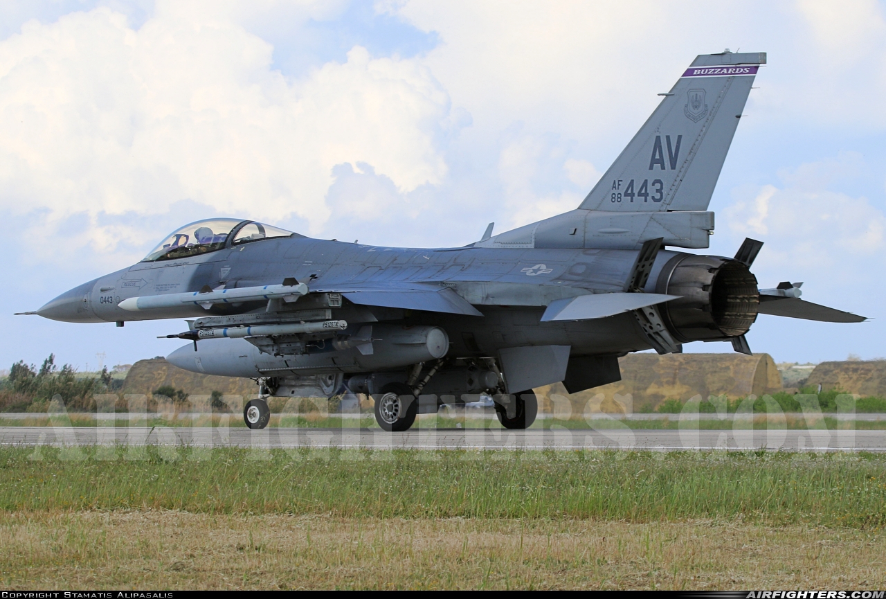 USA - Air Force General Dynamics F-16C Fighting Falcon 88-0443 at Andravida (Pyrgos -) (PYR / LGAD), Greece