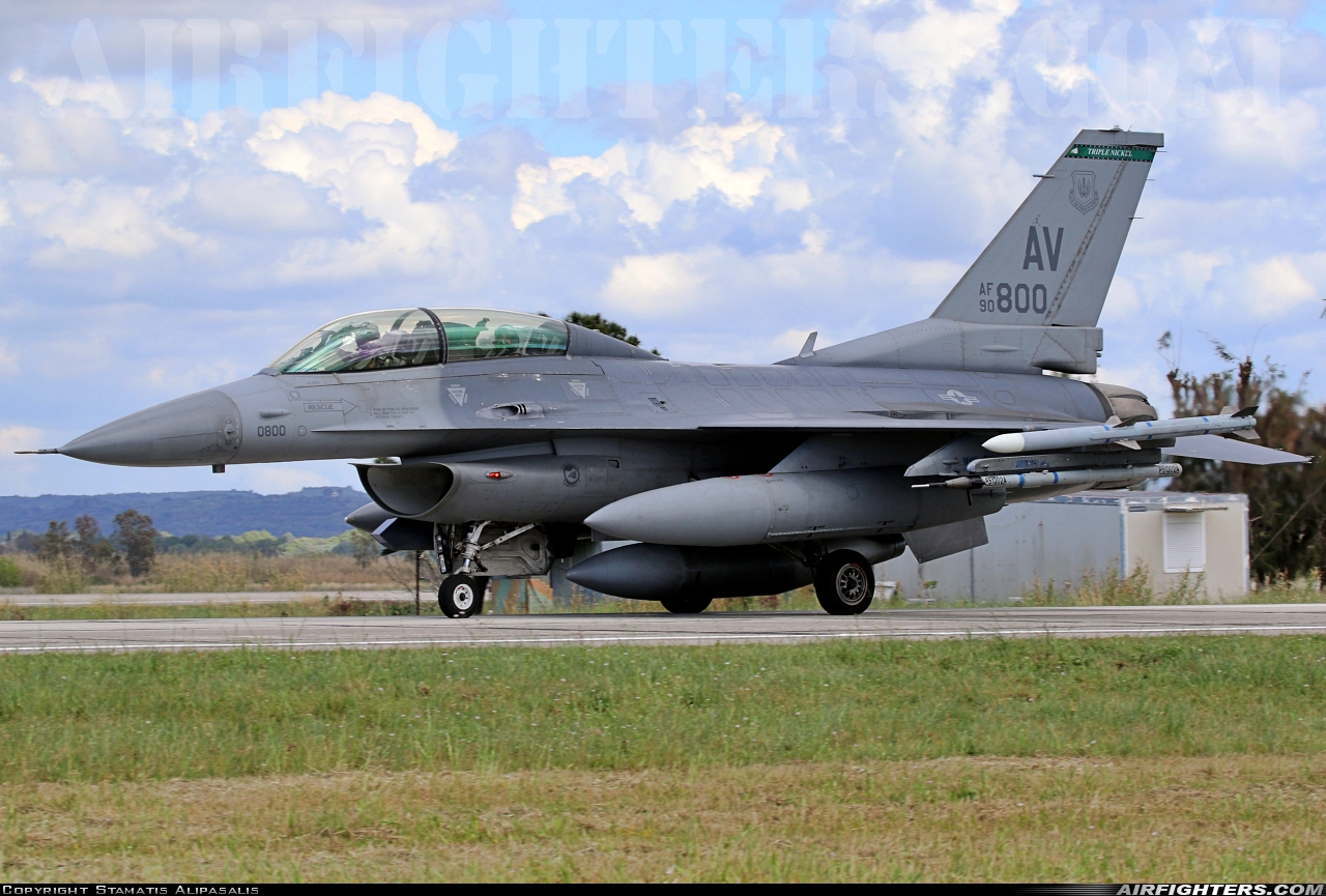 USA - Air Force General Dynamics F-16D Fighting Falcon 90-0800 at Andravida (Pyrgos -) (PYR / LGAD), Greece