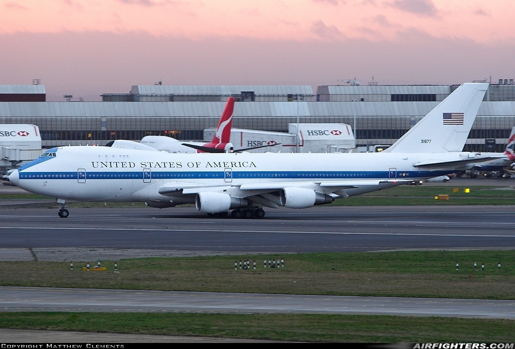 USA - Air Force Boeing E-4B (747-200B) 73-1677 at London - Heathrow (LHR / EGLL), UK