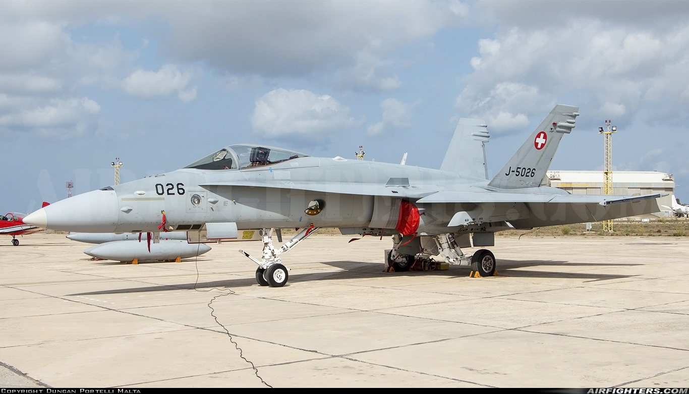 Switzerland - Air Force McDonnell Douglas F/A-18C Hornet J-5026 at Luqa - Malta International (MLA / LMML), Malta