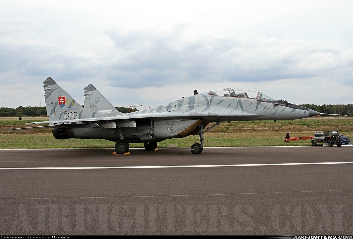 Slovakia - Air Force Mikoyan-Gurevich MiG-29UB (9.51) 1303 at Kleine Brogel (EBBL), Belgium