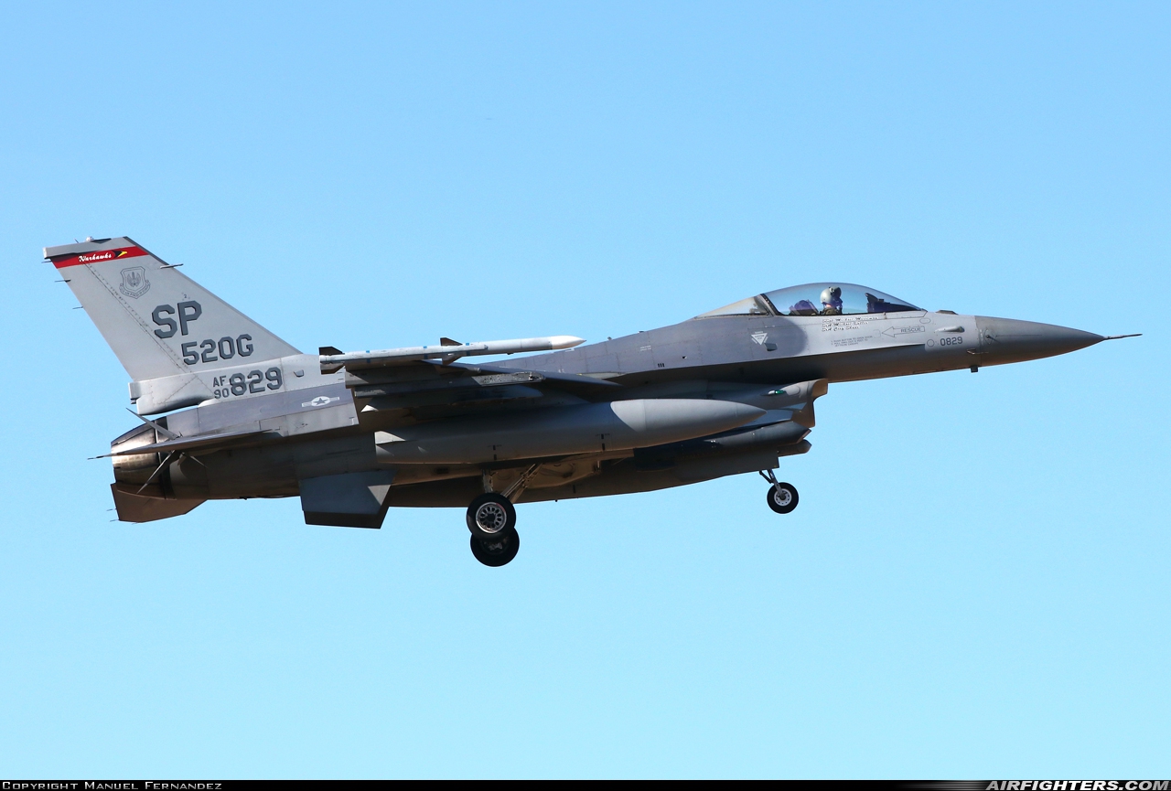 USA - Air Force General Dynamics F-16C Fighting Falcon 90-0829 at Albacete (- Los Llanos) (LEAB), Spain