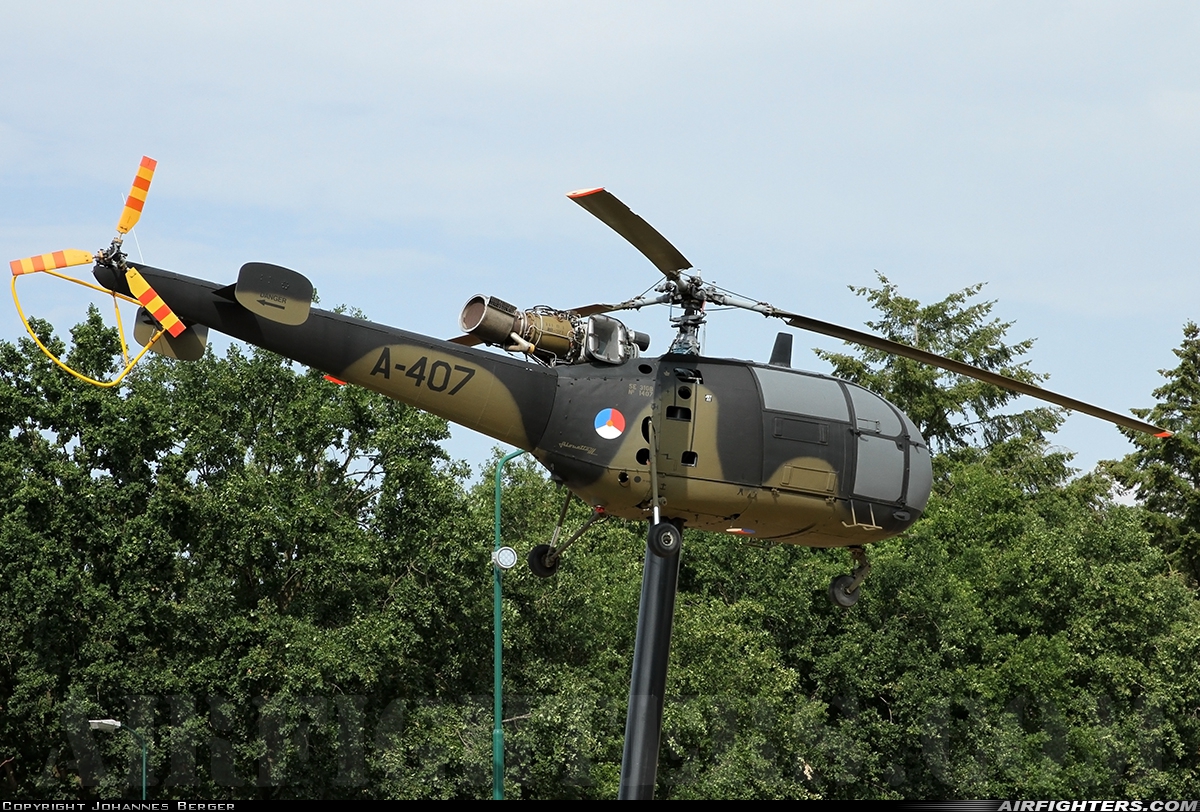 Netherlands - Air Force Aerospatiale SA-316B Alouette III A-407 at Off-Airport - Soesterberg, Netherlands
