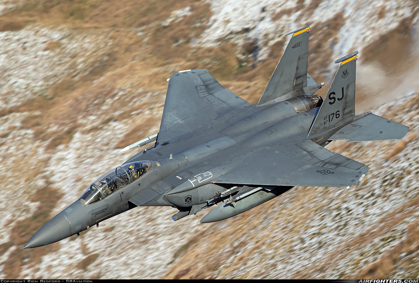 USA - Air Force McDonnell Douglas F-15E Strike Eagle 87-0176 at Off-Airport - Machynlleth Loop Area, UK