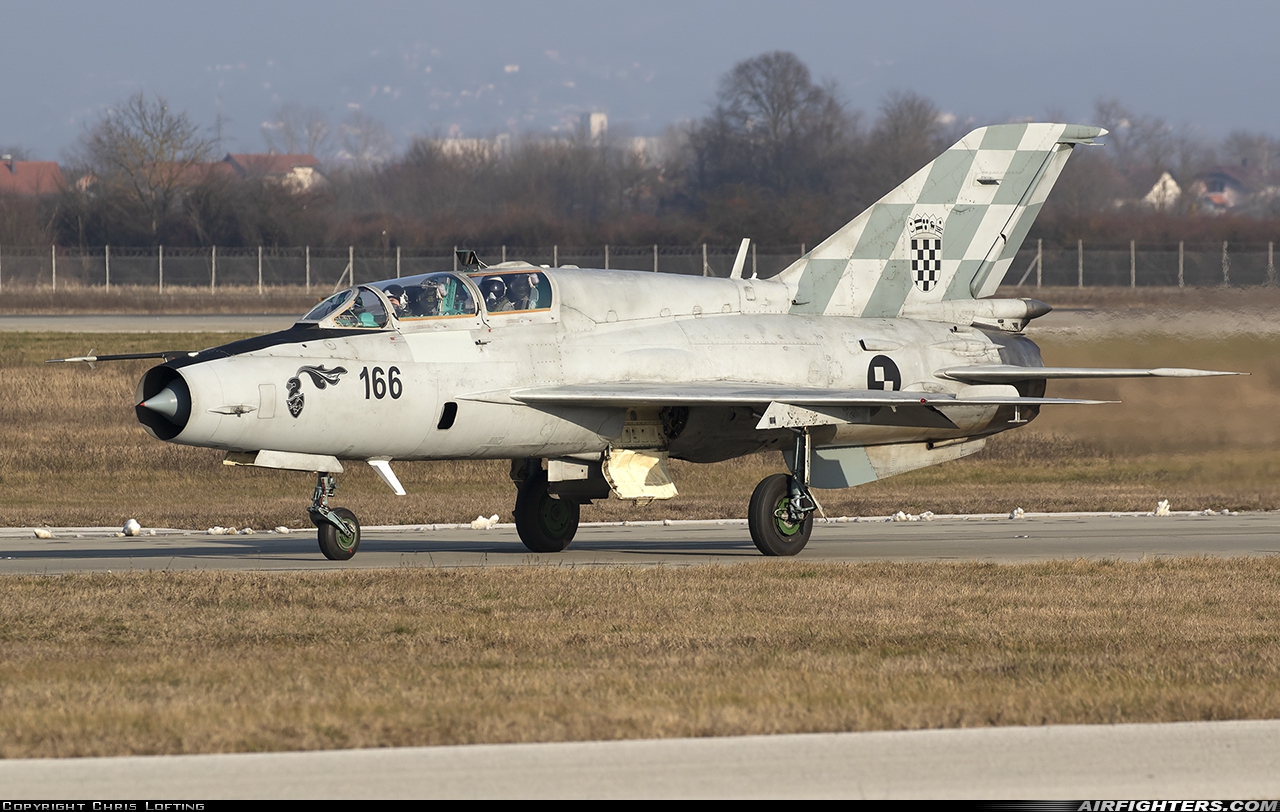 Croatia - Air Force Mikoyan-Gurevich MiG-21UMD 166 at Zagreb - Pleso (ZAG / LDZA), Croatia