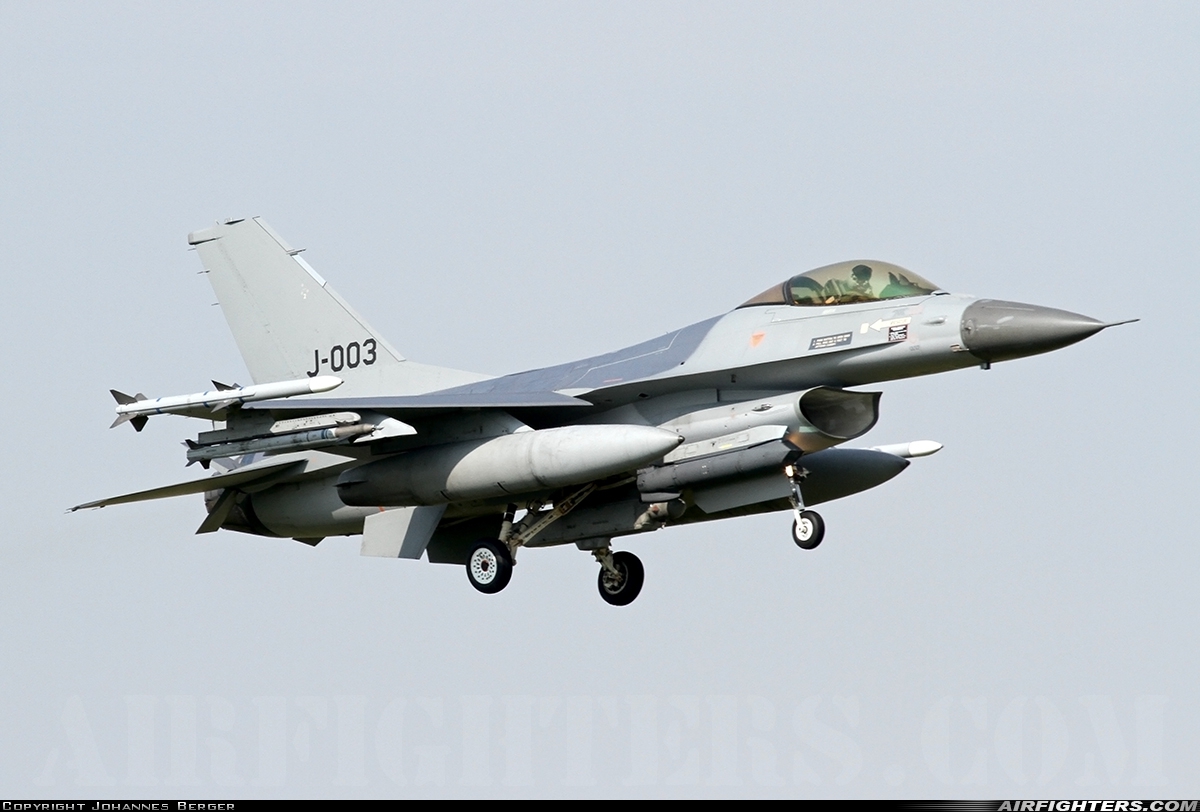 Netherlands - Air Force General Dynamics F-16AM Fighting Falcon J-003 at Leeuwarden (LWR / EHLW), Netherlands