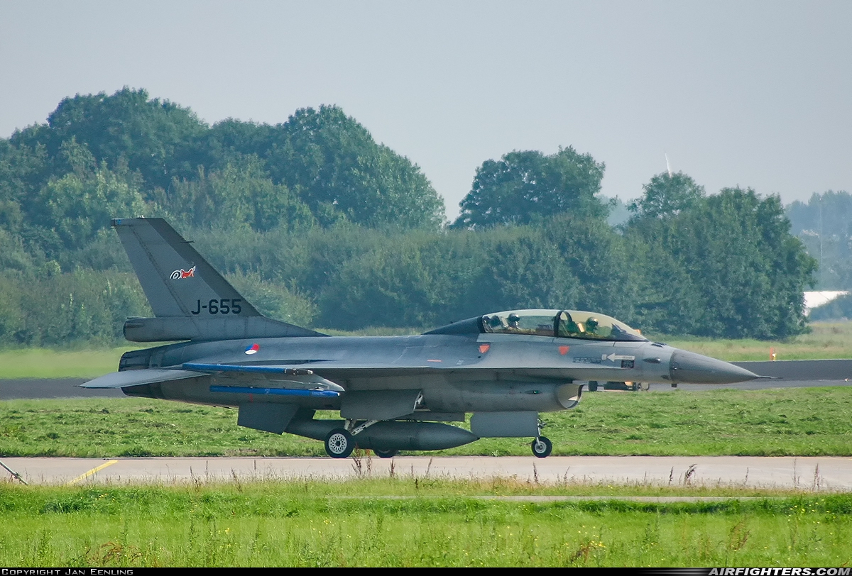 Netherlands - Air Force General Dynamics F-16BM Fighting Falcon J-655 at Leeuwarden (LWR / EHLW), Netherlands