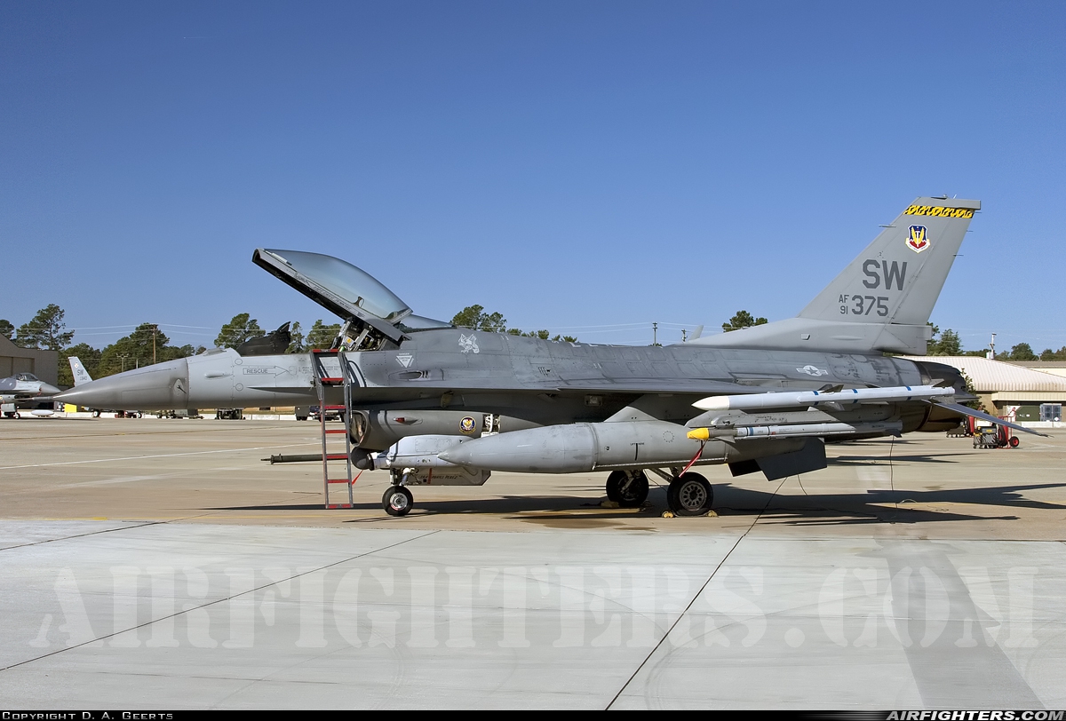 USA - Air Force General Dynamics F-16C Fighting Falcon 91-0375 at Shaw AFB (SSC/KSSC), USA