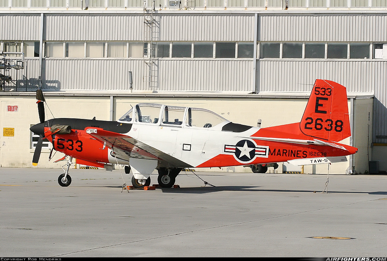 USA - Marines Beech T-34C Turbo Mentor (45) 162638 at Havelock - Cherry Point MCAS (NKT / KNKT), USA