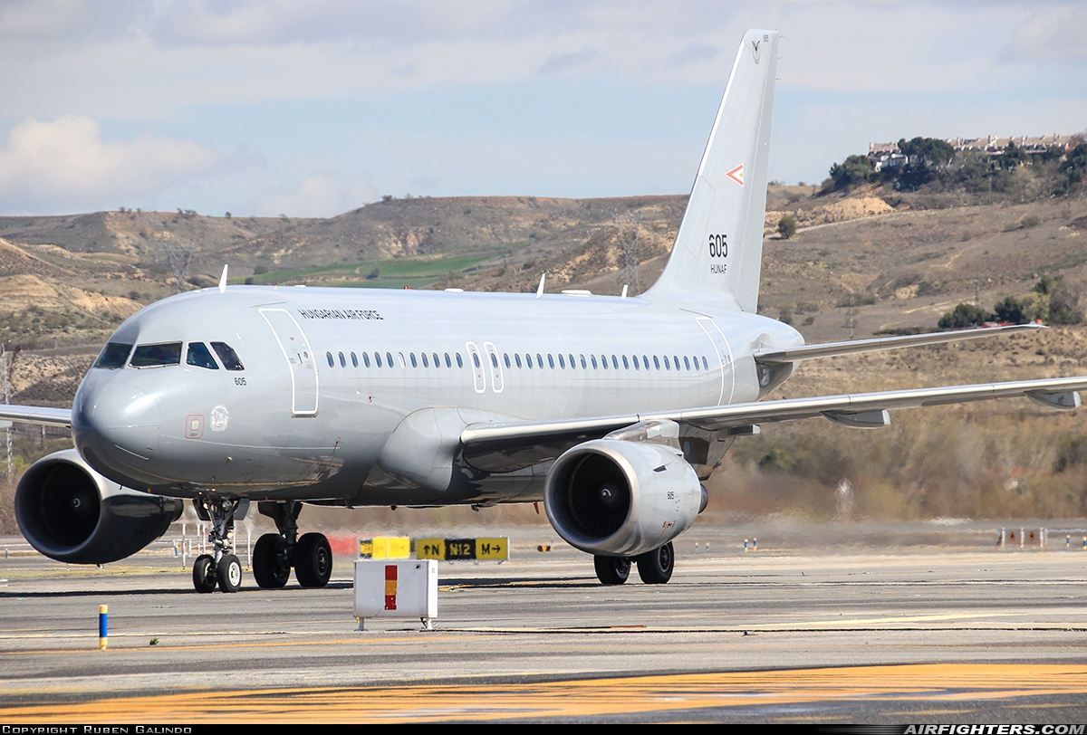 Hungary - Air Force Airbus A319-112 605 at Madrid - Barajas (MAD / LEMD), Spain