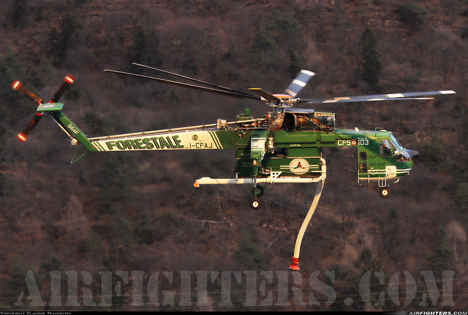 Italy - Corpo Forestale dello Stato Sikorsky S-64F Skycrane I-CFAJ at Off-Airport - Lago di Santa Croce, Italy