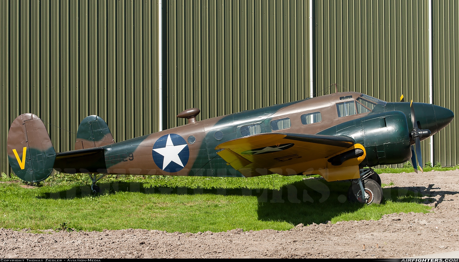 USA - Army Air Force Beech C-45H Expeditor G-BKRG at Lelystad (LEY / EHLE), Netherlands