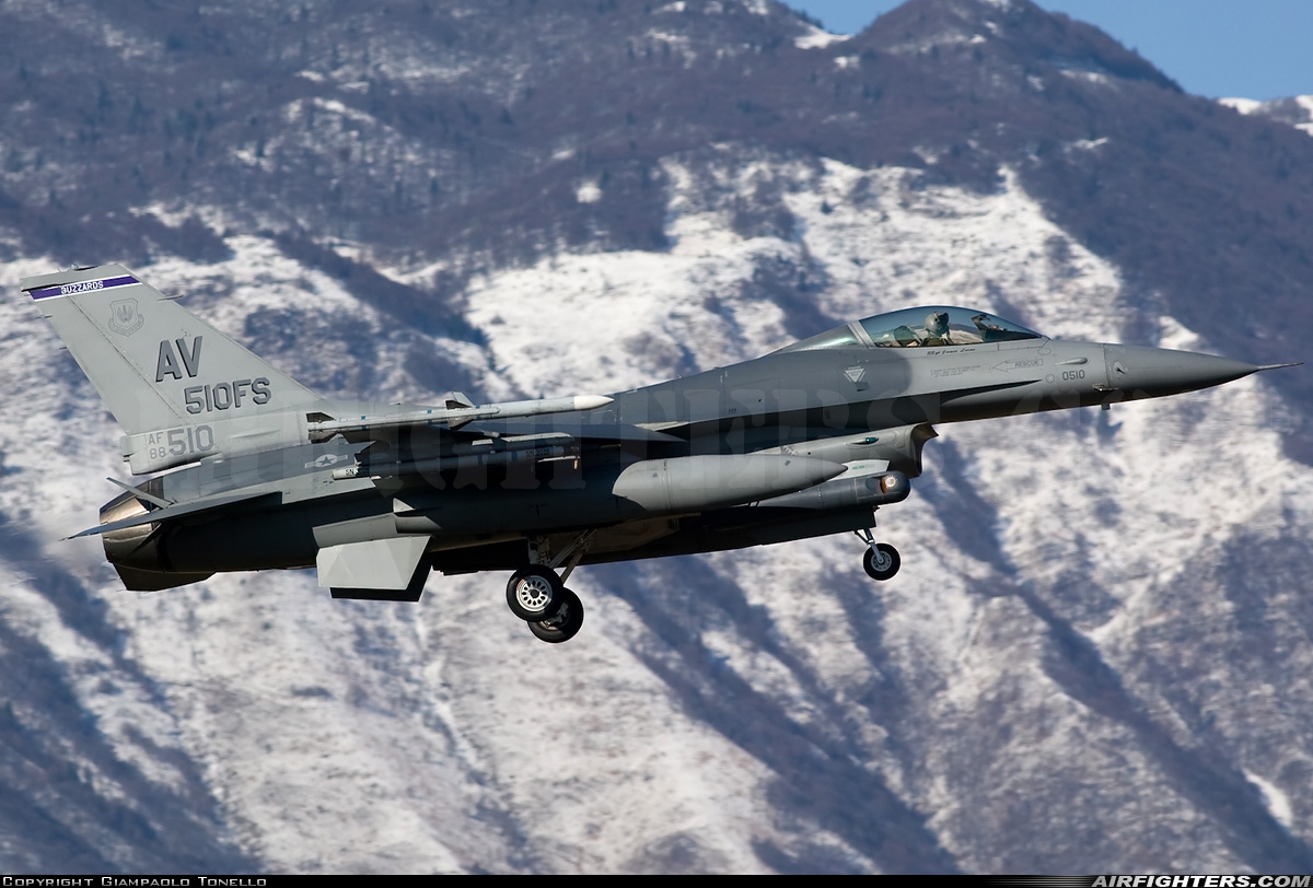 USA - Air Force General Dynamics F-16C Fighting Falcon 88-0510 at Aviano (- Pagliano e Gori) (AVB / LIPA), Italy