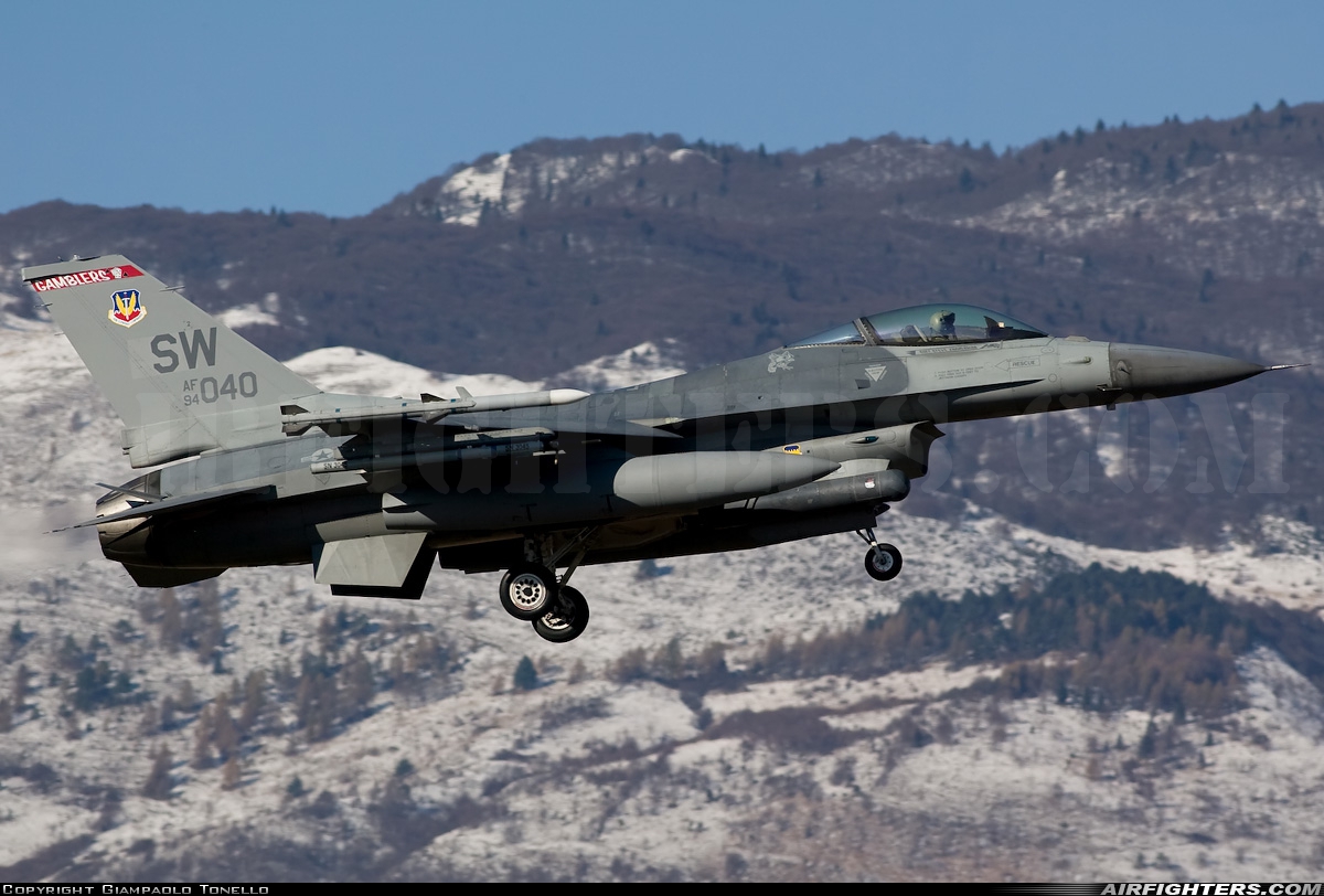 USA - Air Force General Dynamics F-16C Fighting Falcon 94-0040 at Aviano (- Pagliano e Gori) (AVB / LIPA), Italy