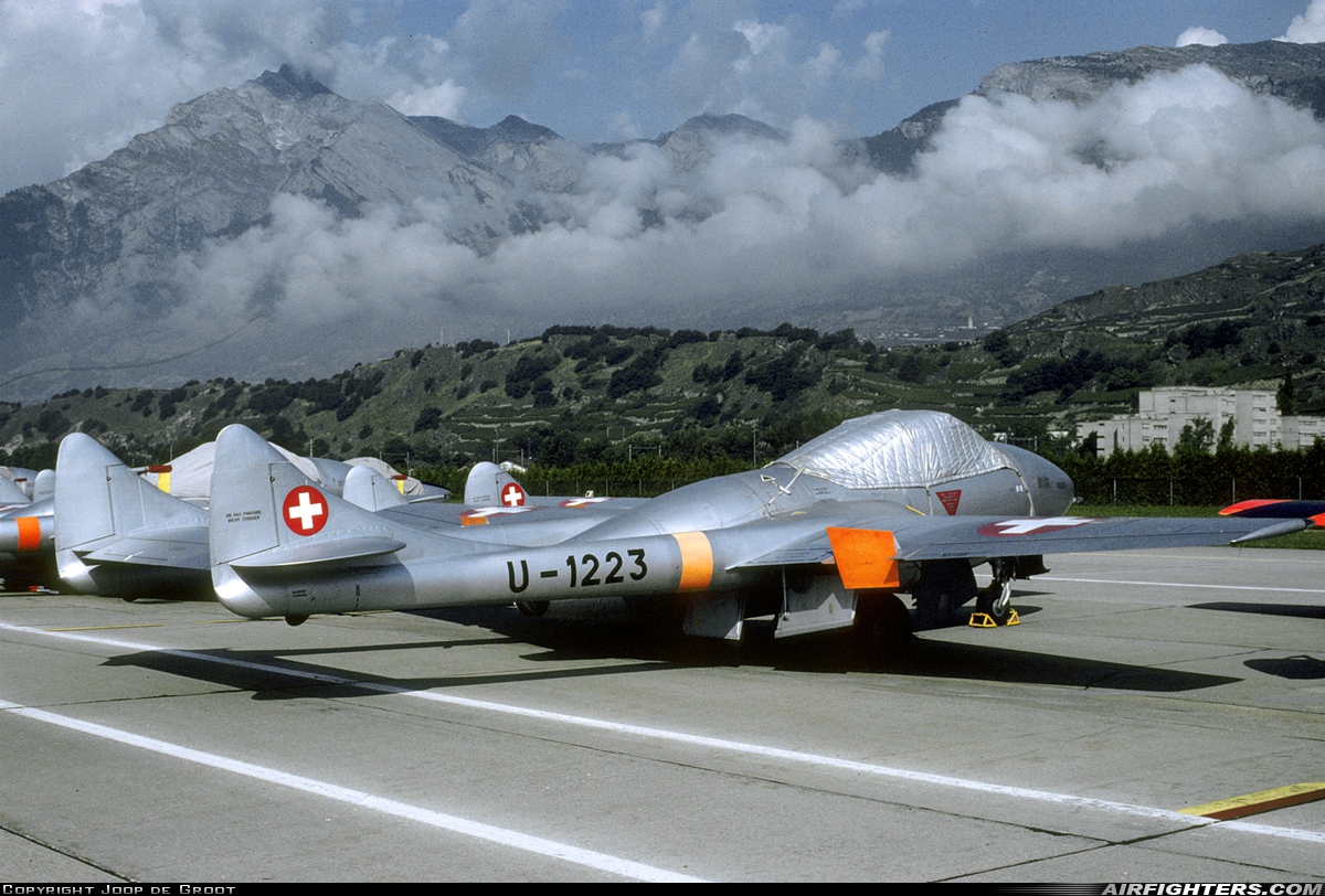 Switzerland - Air Force De Havilland DH-115 Vampire T.55 U-1223 at Sion (- Sitten) (SIR / LSGS / LSMS), Switzerland