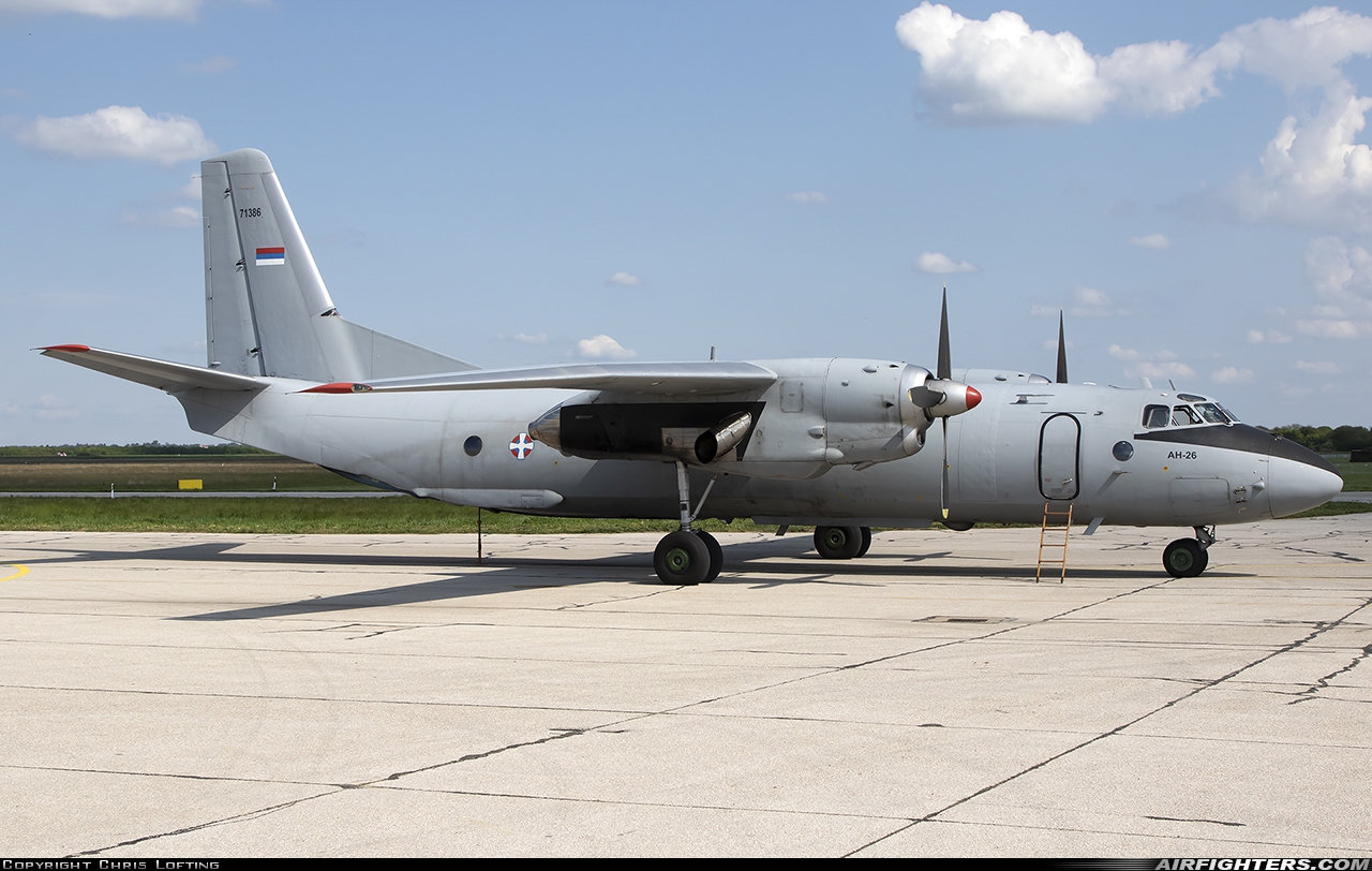 Serbia - Air Force Antonov An-26 71386 at Belgrade - Batajnica (BJY / LYBT), Serbia