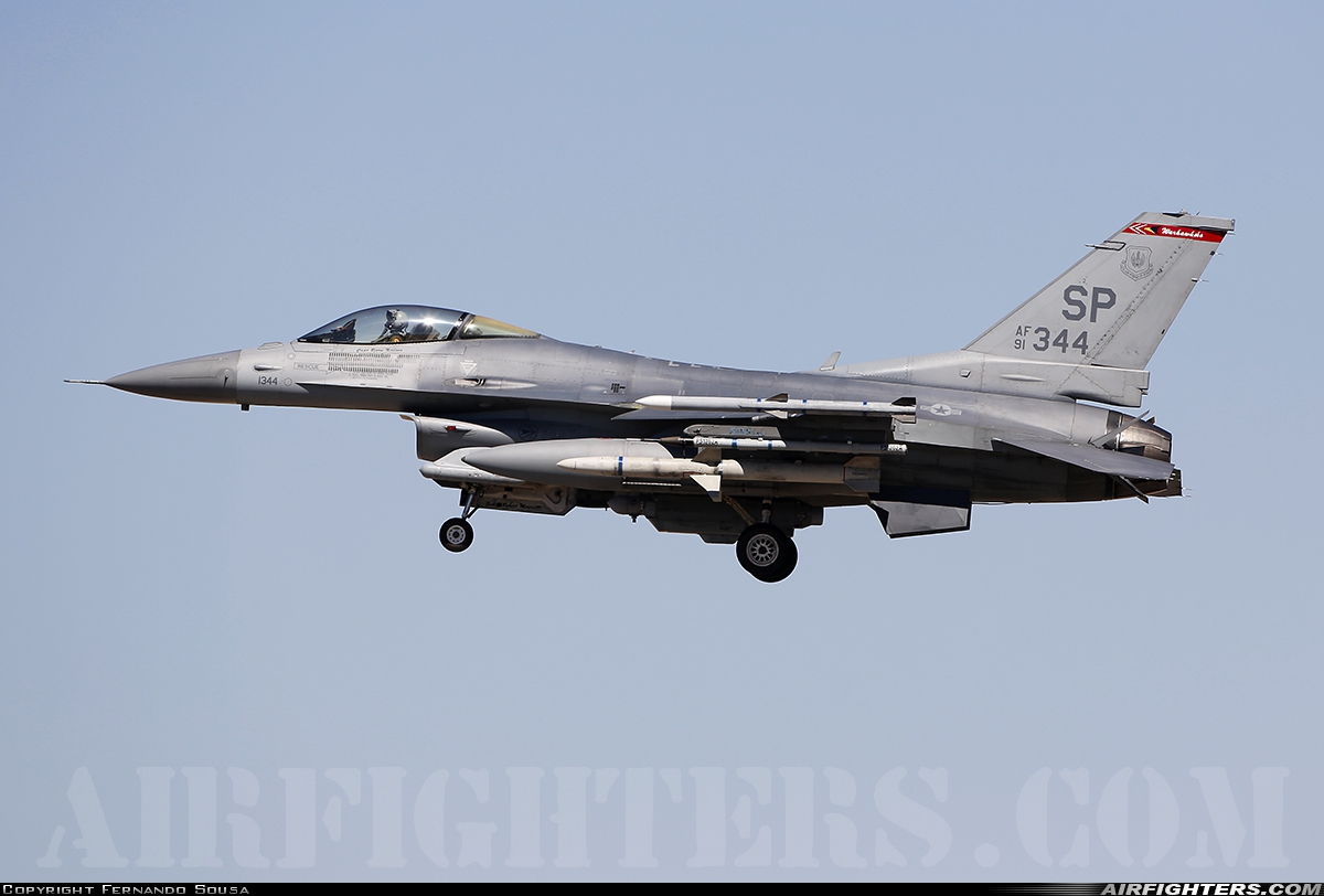 USA - Air Force General Dynamics F-16C Fighting Falcon 91-0344 at Beja (BA11) (LPBJ), Portugal