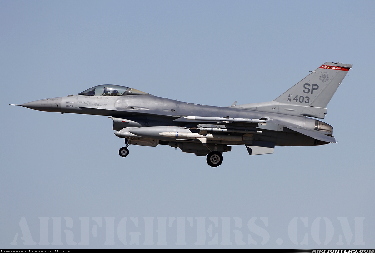USA - Air Force General Dynamics F-16C Fighting Falcon 91-0403 at Beja (BA11) (LPBJ), Portugal