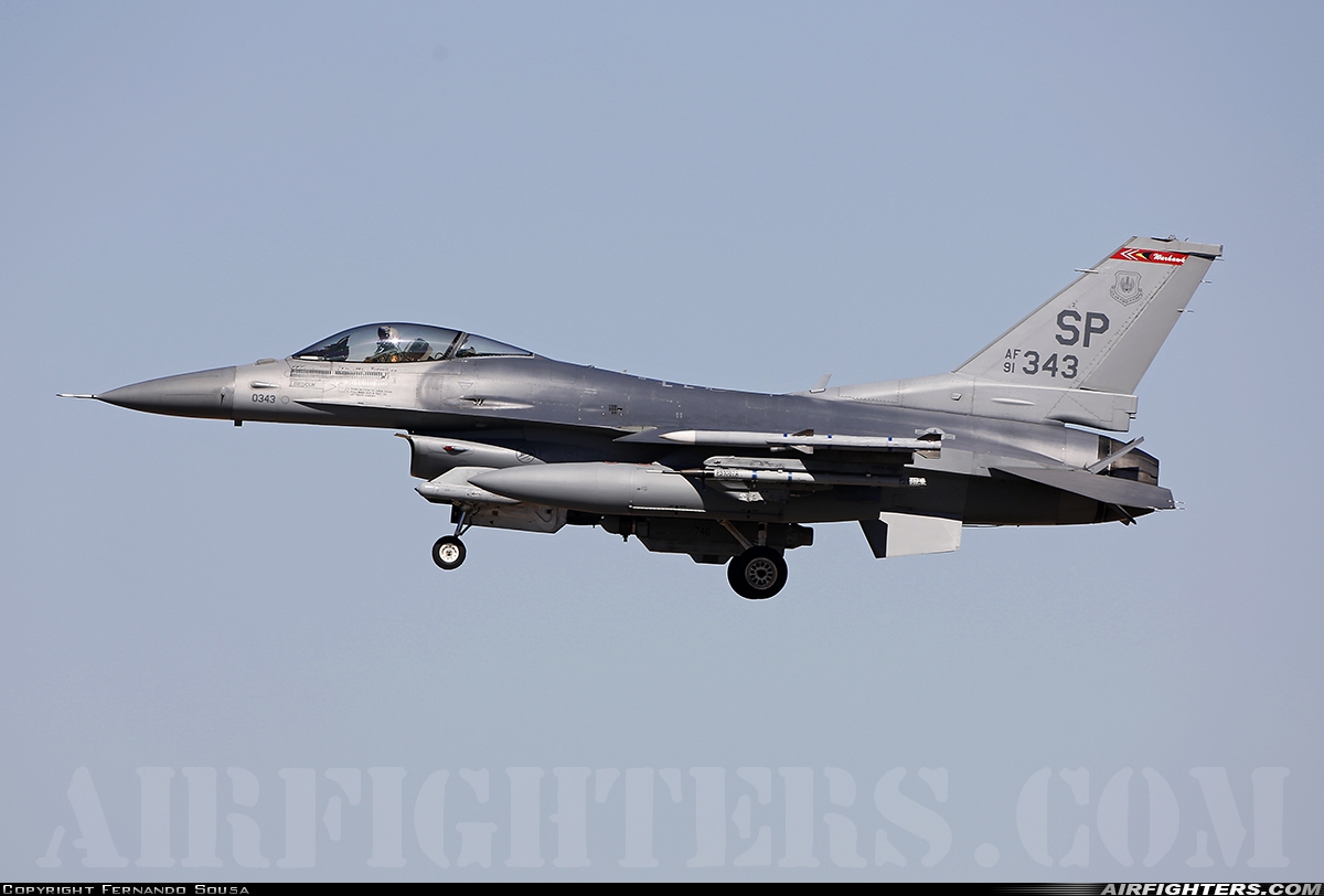 USA - Air Force General Dynamics F-16C Fighting Falcon 91-0343 at Beja (BA11) (LPBJ), Portugal