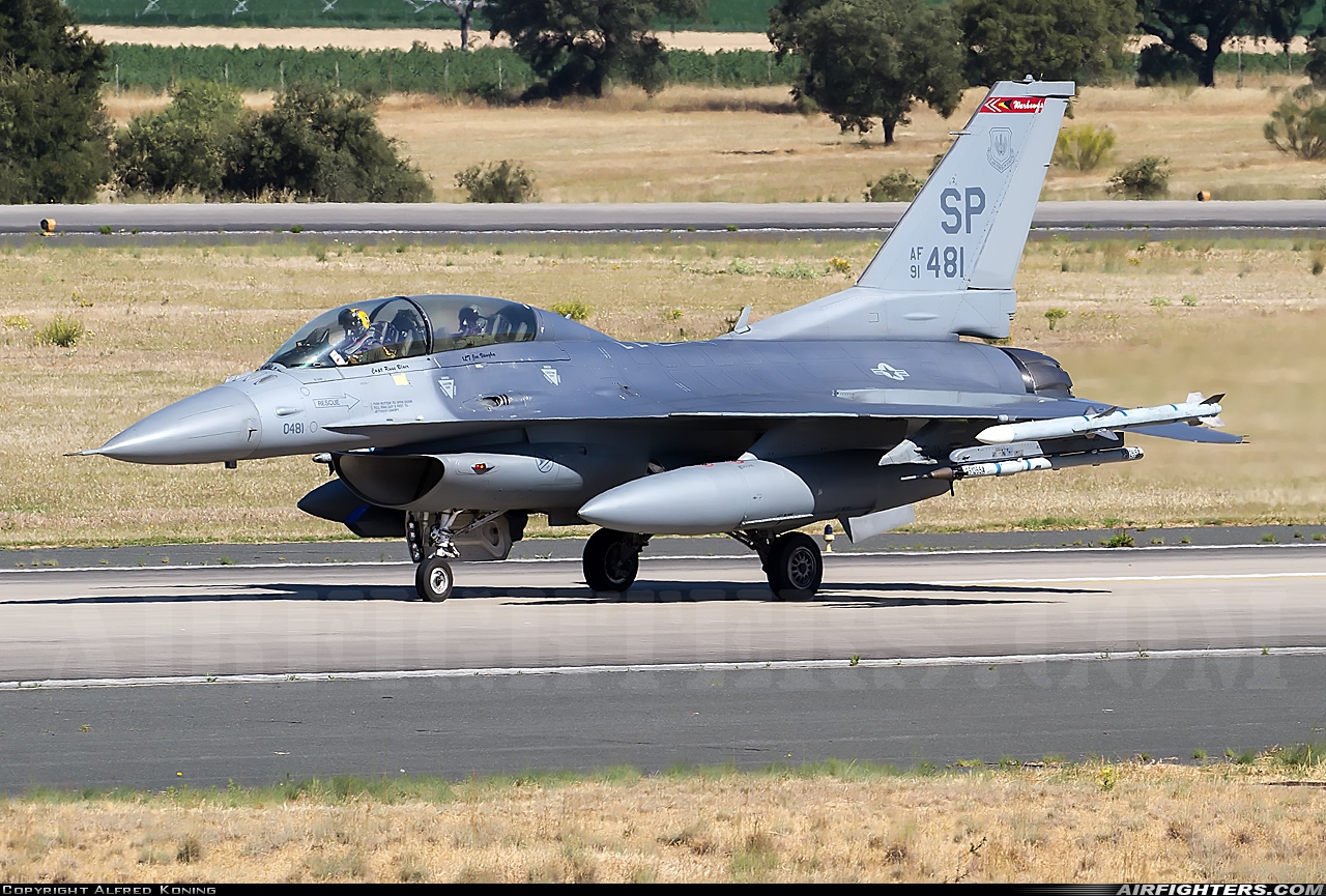 USA - Air Force General Dynamics F-16D Fighting Falcon 91-0481 at Beja (BA11) (LPBJ), Portugal