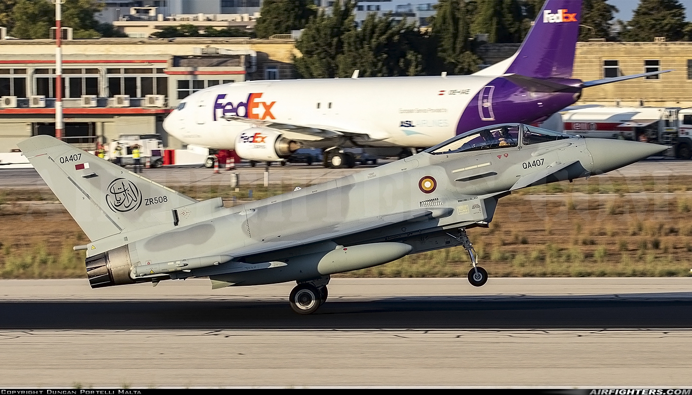 Qatar - Emiri Air Force Eurofighter EF-2000 Typhoon S ZR508 at Luqa - Malta International (MLA / LMML), Malta