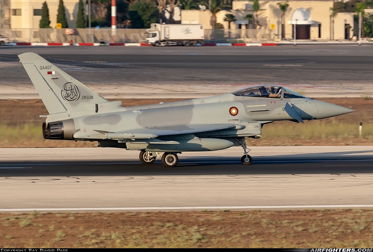 Qatar - Emiri Air Force Eurofighter EF-2000 Typhoon S ZR508 at Luqa - Malta International (MLA / LMML), Malta