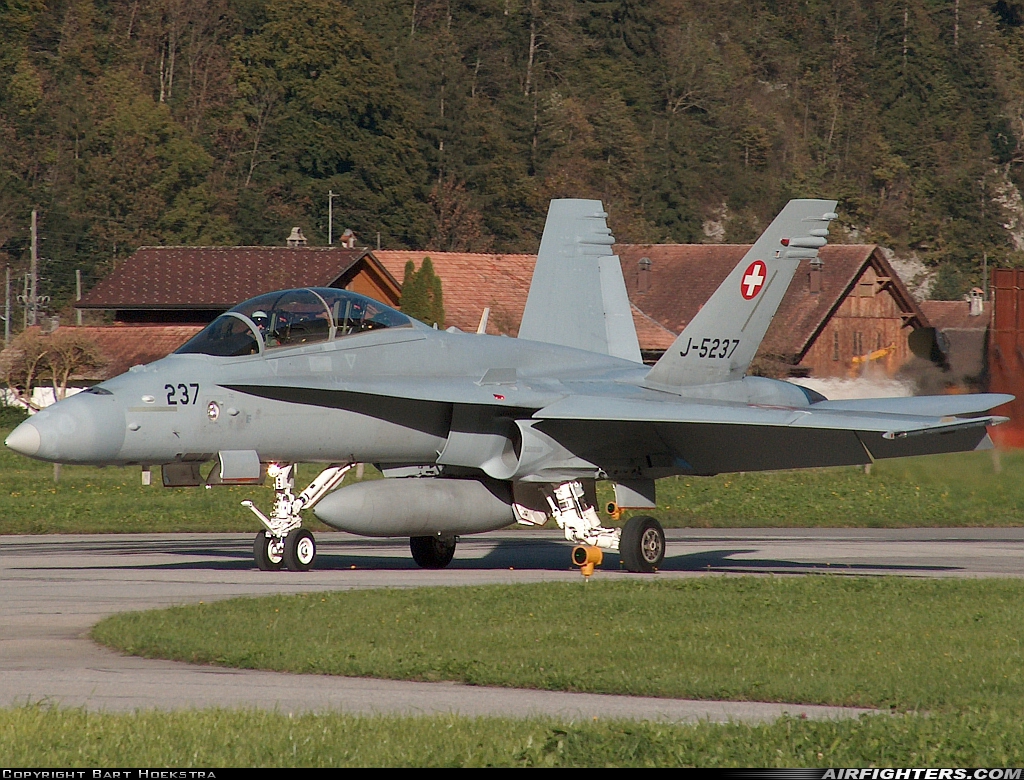 Switzerland - Air Force McDonnell Douglas F/A-18D Hornet J-5237 at Meiringen (LSMM), Switzerland