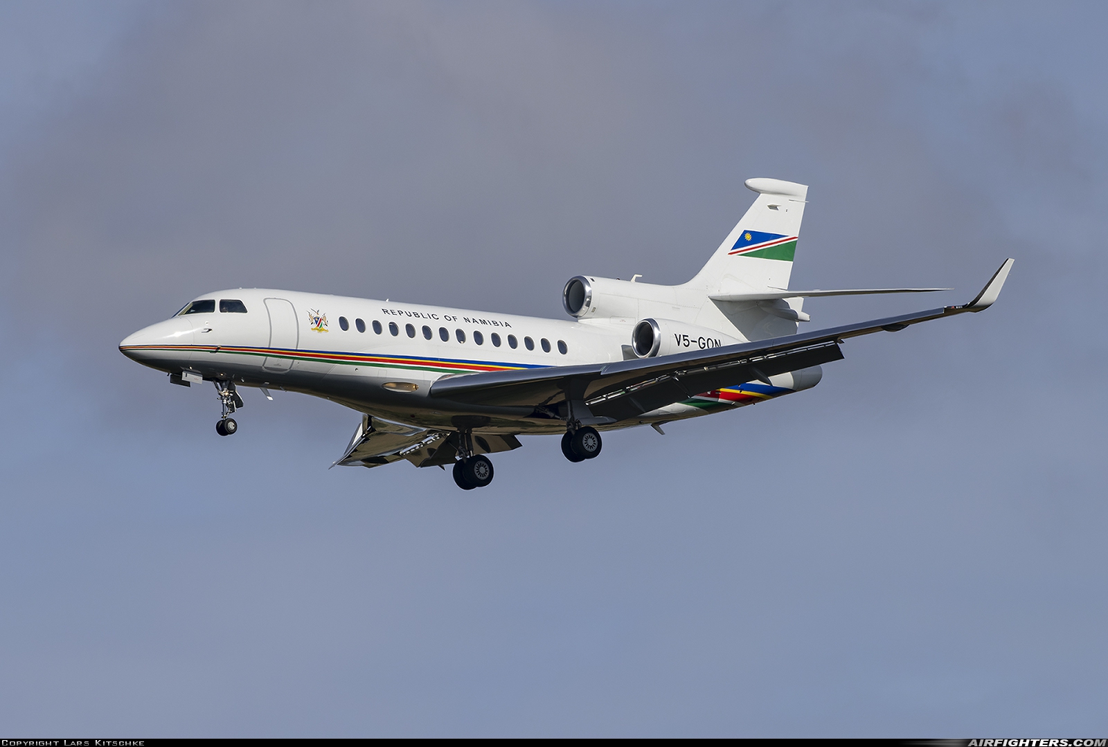 Namibia - Government Dassault Falcon 7X V5-GON at London - Stansted (STN / EGSS), UK