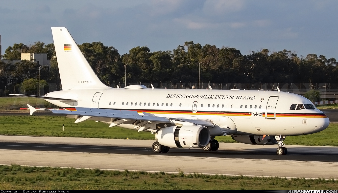 Germany - Air Force Airbus A319-133X 15+02 at Luqa - Malta International (MLA / LMML), Malta