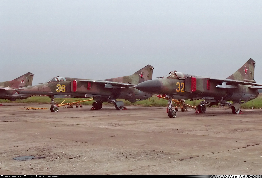 Russia - Air Force Mikoyan-Gurevich MiG-23ML 32 YELLOW at Lipetsk (LPK / UUOL), Russia