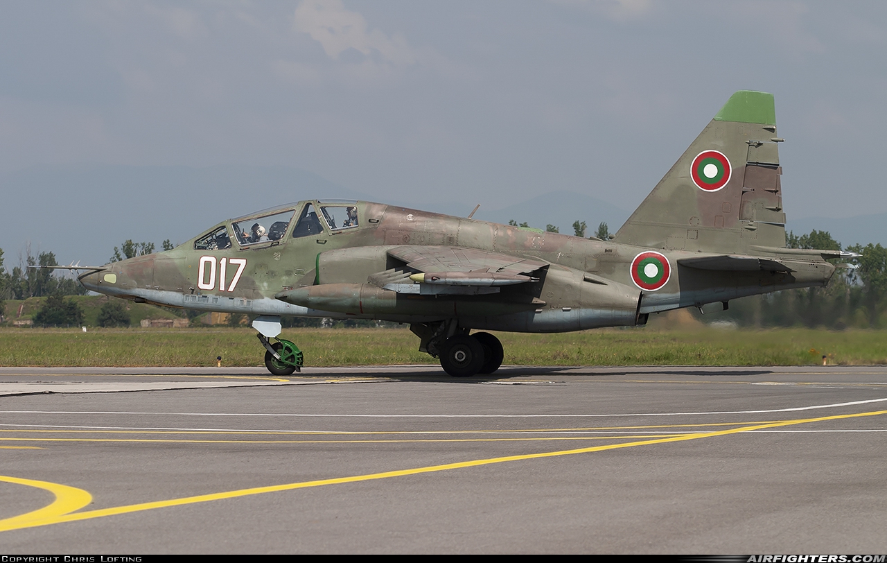 Bulgaria - Air Force Sukhoi Su-25UBK 017 at Graf Ignatievo (LBPG), Bulgaria