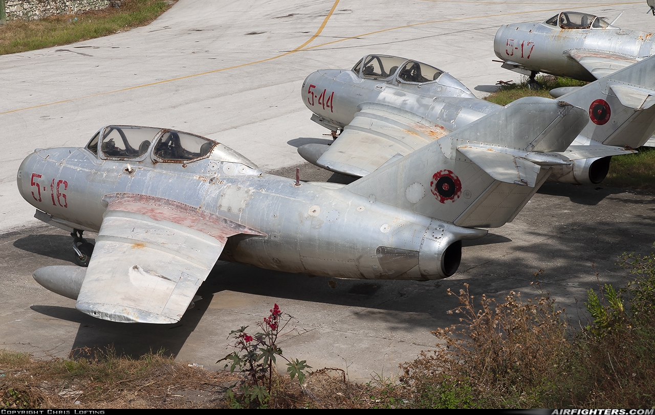 Albania - Air Force Mikoyan-Gurevich MiG-15UTI 5-16 at Kucove, Albania