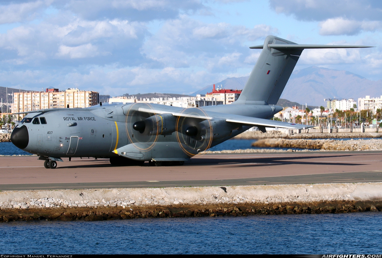 UK - Air Force Airbus Atlas C1 (A400M-180) ZM407 at Gibraltar - North Front (GIB / LXGB), Gibraltar