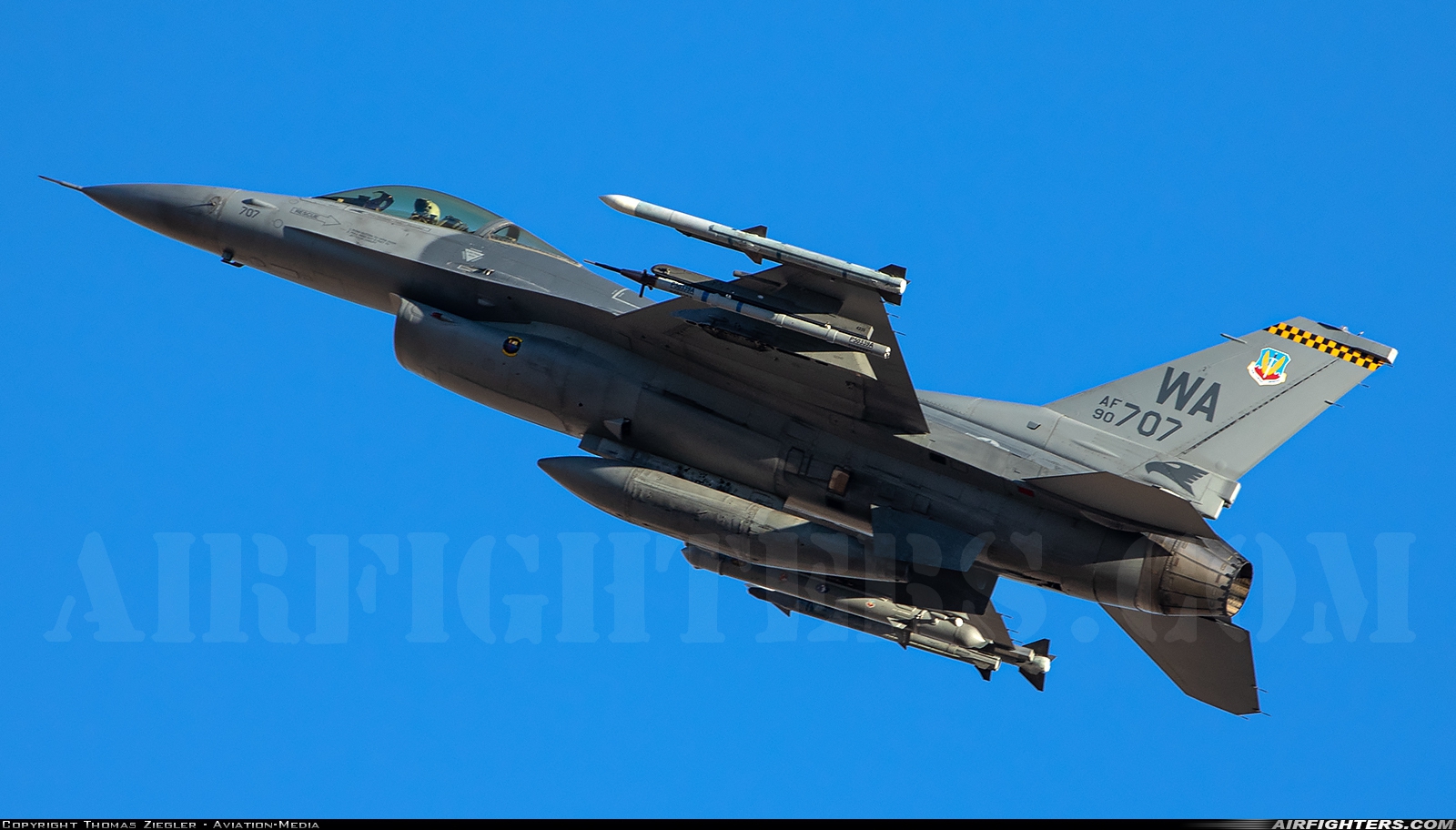 USA - Air Force General Dynamics F-16C Fighting Falcon 90-0707 at Las Vegas - Nellis AFB (LSV / KLSV), USA