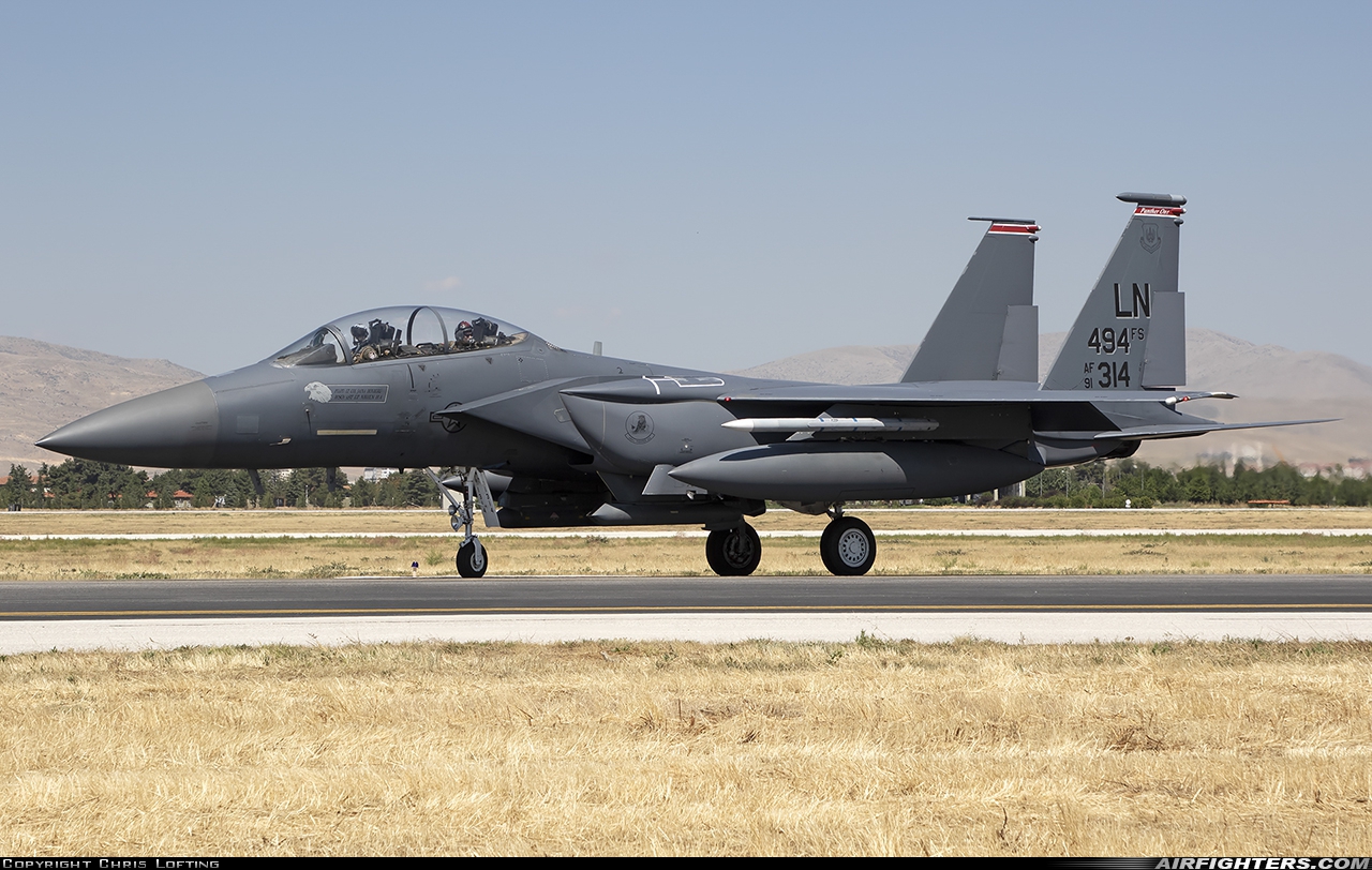 USA - Air Force McDonnell Douglas F-15E Strike Eagle 91-0314 at Konya (KYA / LTAN), Türkiye