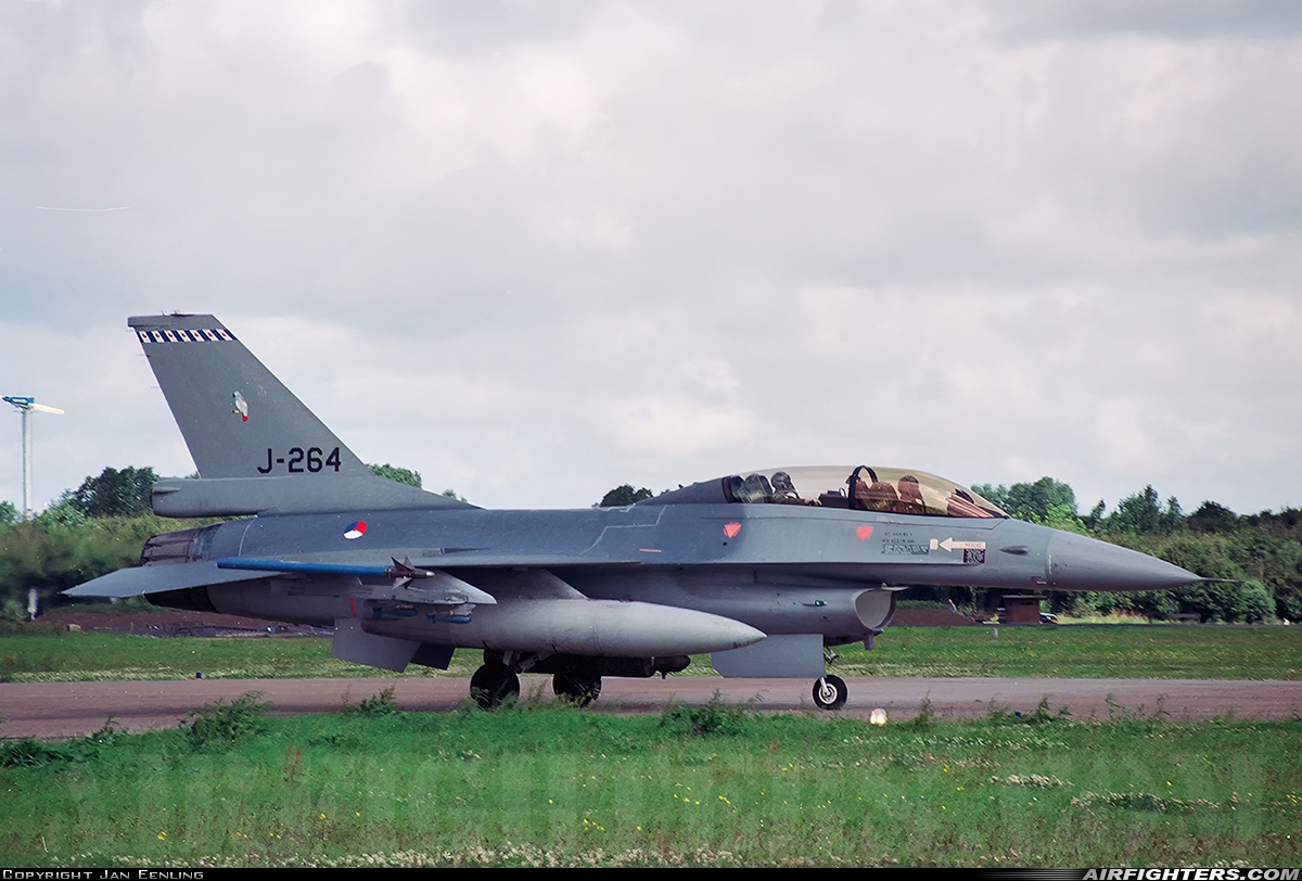 Netherlands - Air Force General Dynamics F-16B Fighting Falcon J-264 at Leeuwarden (LWR / EHLW), Netherlands