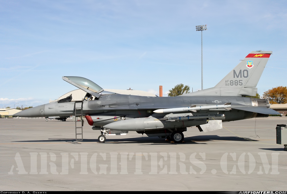 USA - Air Force General Dynamics F-16C Fighting Falcon 92-3885 at Mountain Home - Mountain Home Air Force Base (MUO / KMUO), USA