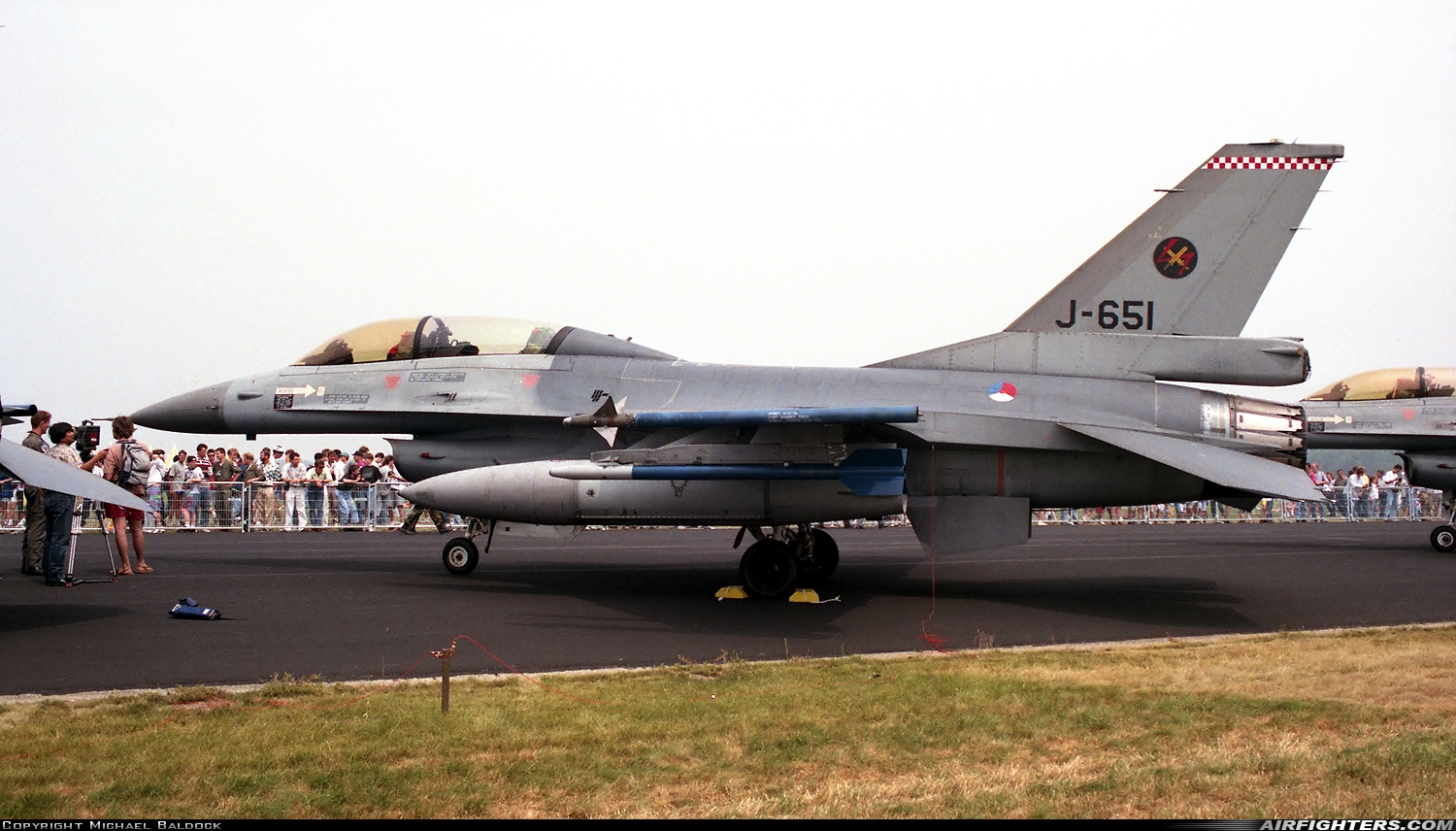 Netherlands - Air Force General Dynamics F-16B Fighting Falcon J-651 at Eindhoven (- Welschap) (EIN / EHEH), Netherlands