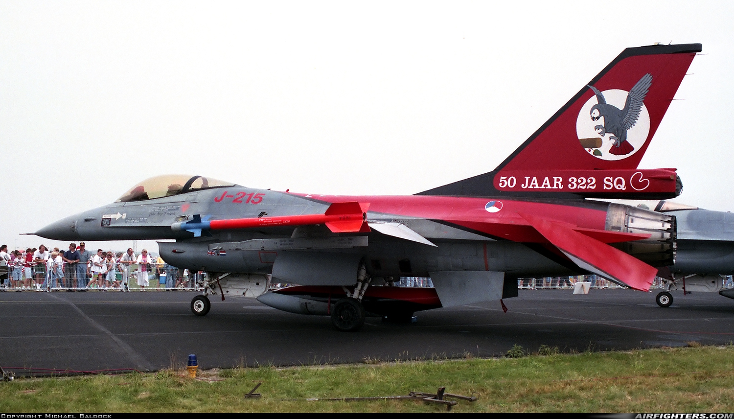 Netherlands - Air Force General Dynamics F-16A Fighting Falcon J-215 at Eindhoven (- Welschap) (EIN / EHEH), Netherlands