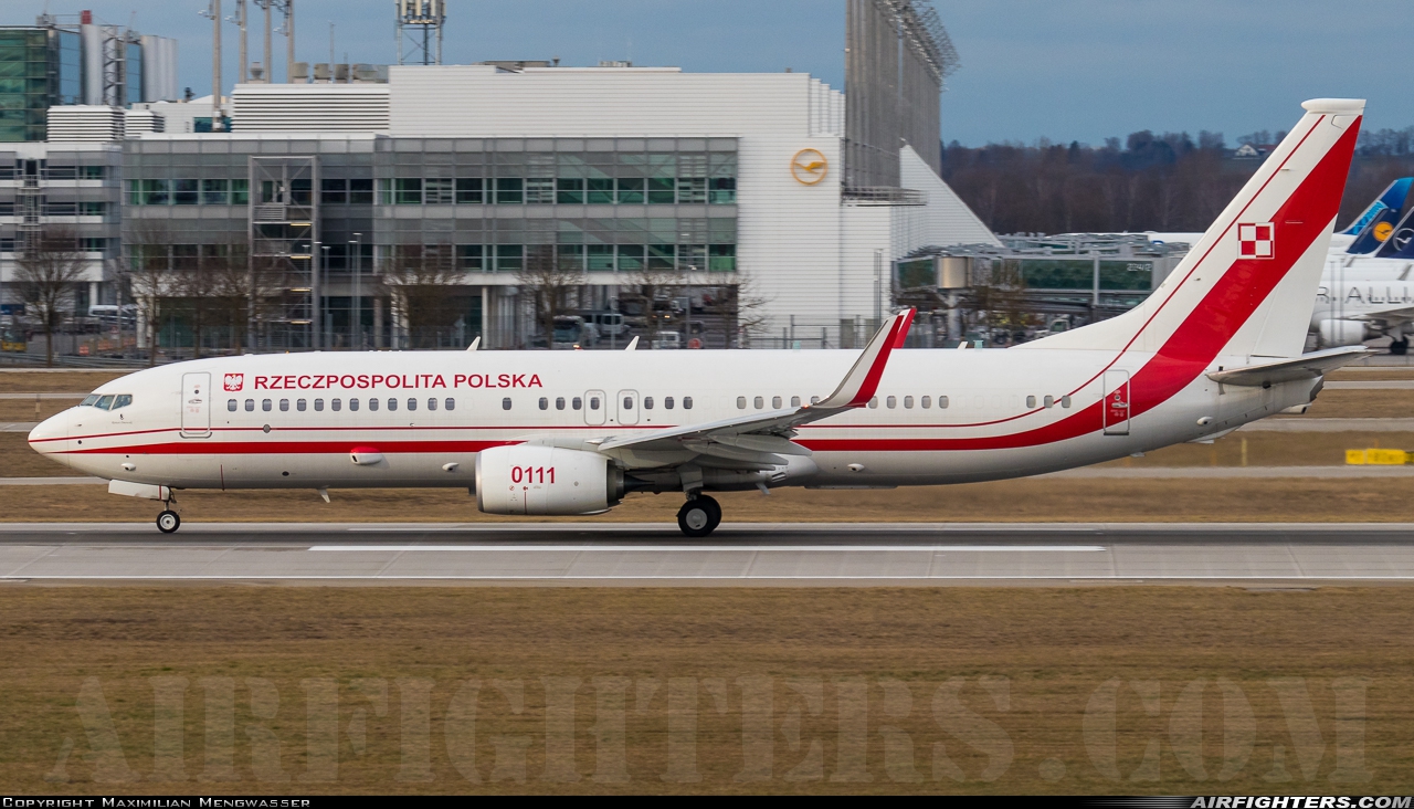 Poland - Air Force Boeing 737-800 BBJ2 0111 at Munich (- Franz Josef Strauss) (MUC / EDDM), Germany