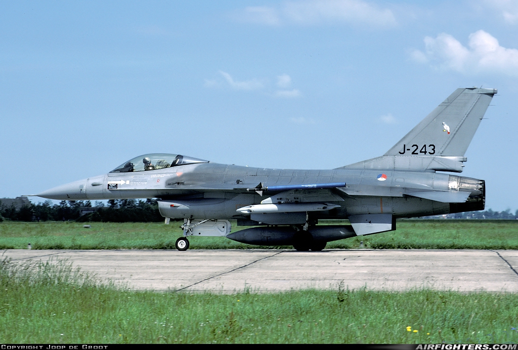 Netherlands - Air Force General Dynamics F-16A Fighting Falcon J-243 at Leeuwarden (LWR / EHLW), Netherlands
