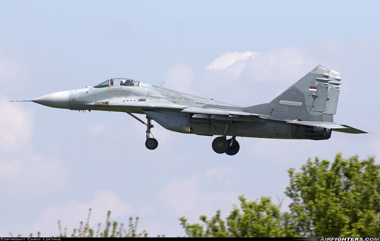 Serbia - Air Force Mikoyan-Gurevich MiG-29B (9.12A) 18108 at Belgrade - Batajnica (BJY / LYBT), Serbia