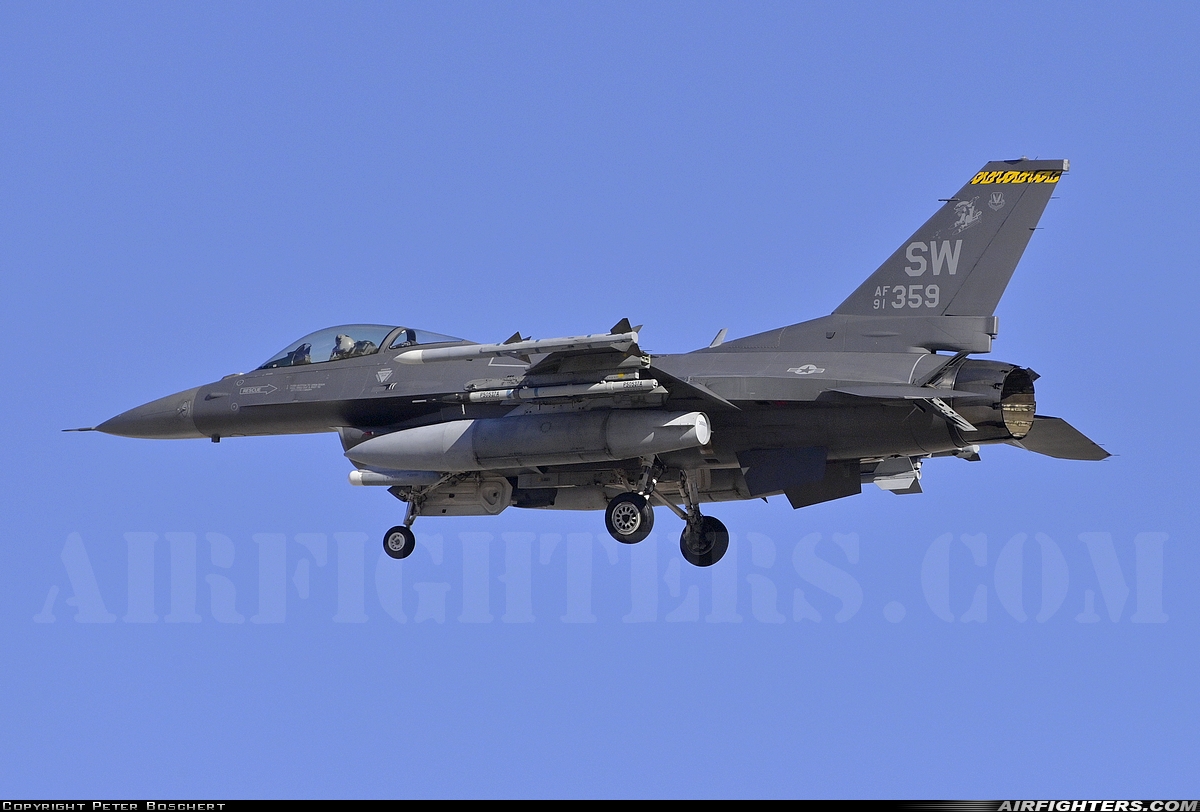 USA - Air Force General Dynamics F-16C Fighting Falcon 91-0359 at Las Vegas - Nellis AFB (LSV / KLSV), USA